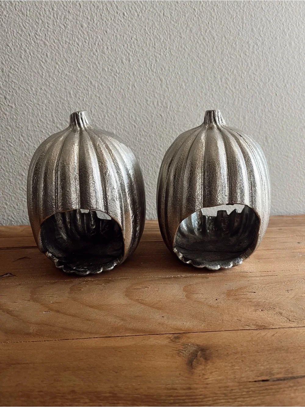 Silver Pumpkin Jack-O'-Lantern Decorative Accents Set